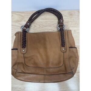 Fossil Satchel Shoulder Soft Leather Bag Women's Brown Y2K Braided Handles #13